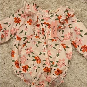 Marimekko Pink and Orange Floral Romper